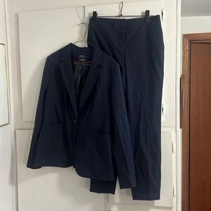 Navy pinstripe suite jacket size 14 pants size 10
